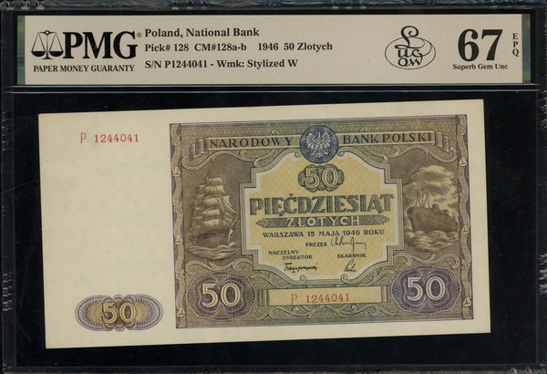 50 złotych, 15.05.1946; seria P, numeracja 12440