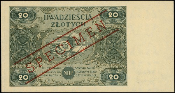 20 złotych, 15.07.1947; obustronnie czerwony uko