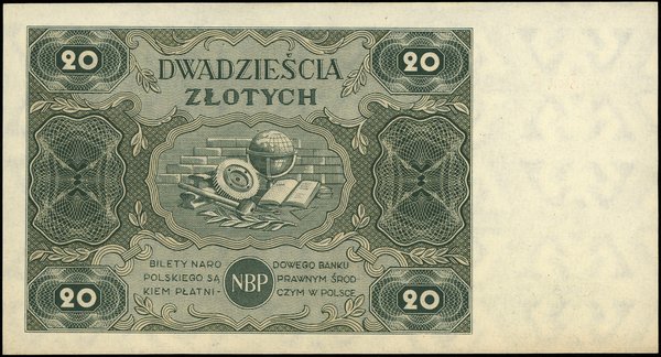 20 złotych, 15.07.1947; seria C, numeracja 08592