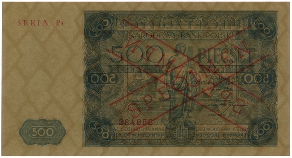 500 złotych, 15.07.1947; obustronnie czerwony uk