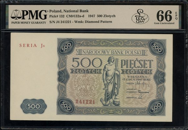 500 złotych, 15.07.1947; seria J4, numeracja 241