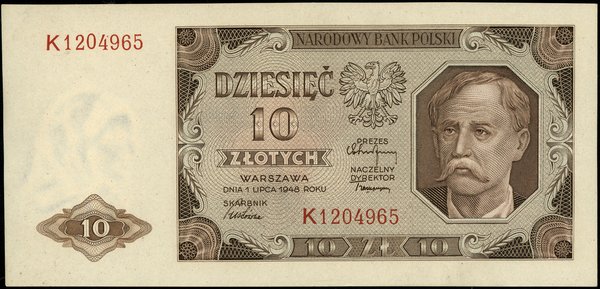 10 złotych, 1.07.1948; seria K, numeracja 120496