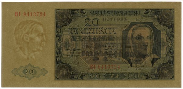 20 złotych, 1.07.1948; seria BI, numeracja 84137