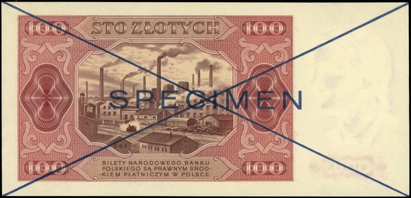 100 złotych, 1.07.1948; obustronnie niebieskie d