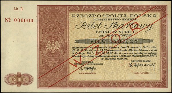 Bilet skarbowy Ministerstwa Skarbu na 5.000 złotych, 9.02.1948