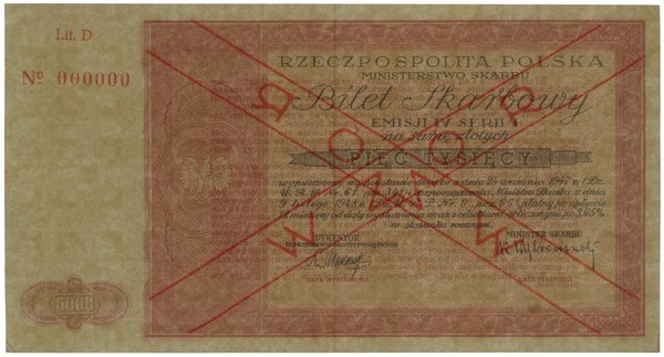 Bilet skarbowy Ministerstwa Skarbu na 5.000 złotych, 9.02.1948