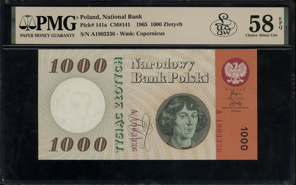 1.000 złotych, 29.10.1965; seria A, numeracja 19