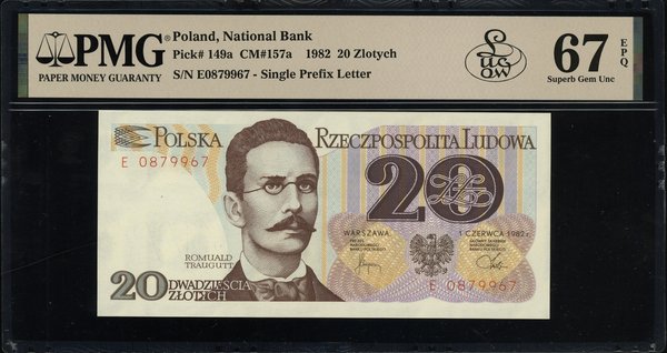 20 złotych, 1.06.1982; seria E, numeracja 087996