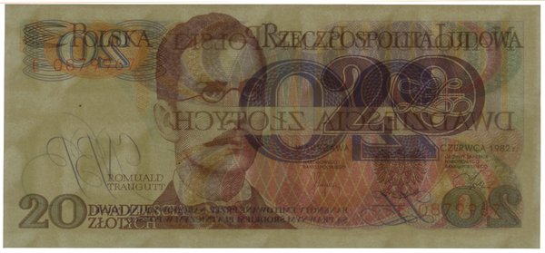 20 złotych, 1.06.1982; seria E, numeracja 087996