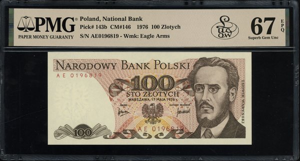 100 złotych, 17.05.1976; bardzo rzadka seria AE,