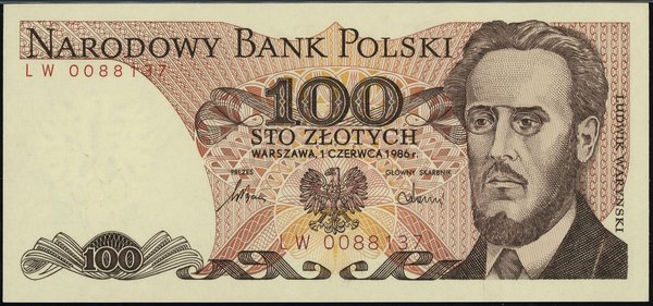 100 złotych, 1.06.1986