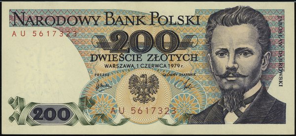 200 złotych, 1.06.1979; rzadka seria AU, numerac