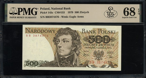 500 złotych, 1.06.1979; rzadsza seria BB, numera