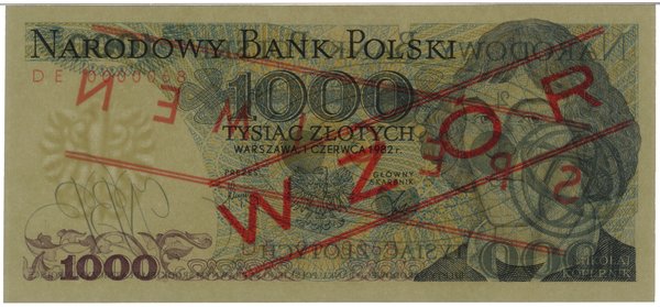 1.000 złotych, 1.06.1982; seria DE, numeracja 00