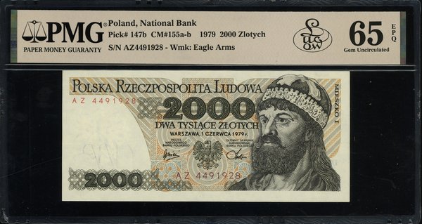 2.000 złotych, 1.06.1979; rzadsza seria AZ, nume