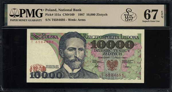 10.000 złotych, 1.02.1987; seria T, numeracja 65