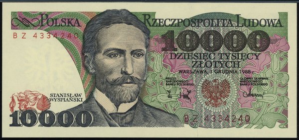 10.000 złotych, 1.12.1988; seria BZ, numeracja 4