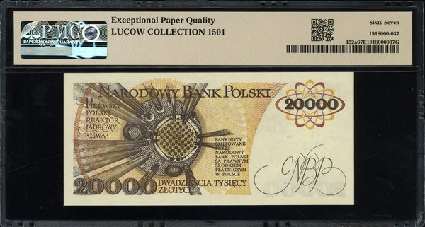 20.000 złotych, 1.02.1989; rzadka seria H, numer