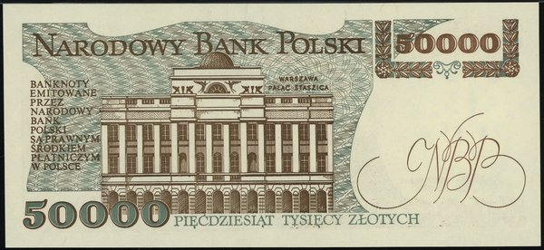 50.000 złotych, 1.12.1989; rzadka seria U, numer