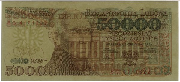 50.000 złotych, 1.12.1989; ekstremalnie rzadka s