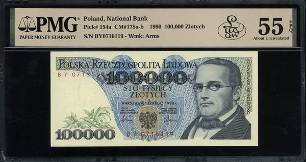 100.000 złotych, 1.02.1990; ekstremalnie rzadka 