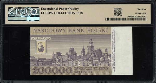 200.000 złotych, 1.12.1989; seria G, numeracja 3