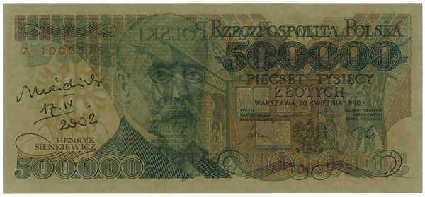 500.000 złotych, 20.04.1990