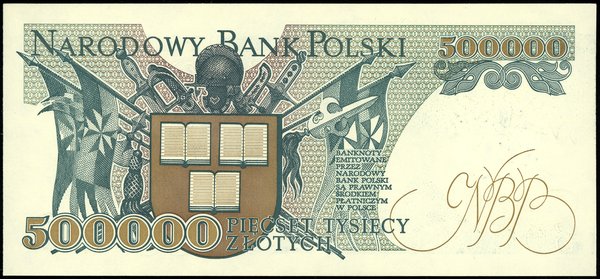 500.000 złotych, 20.04.1990; seria A, numeracja 