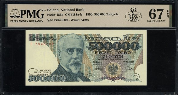 500.000 złotych, 20.04.1990; bardzo rzadka seria