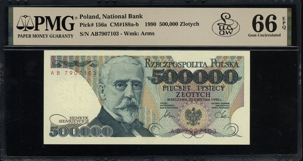 500.000 złotych, 20.04.1990; bardzo rzadka seria