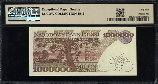 1.000.000 złotych, 15.02.1991; rzadka seria F, n