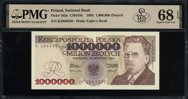 1.000.000 złotych, 16.11.1993; rzadka seria K, n