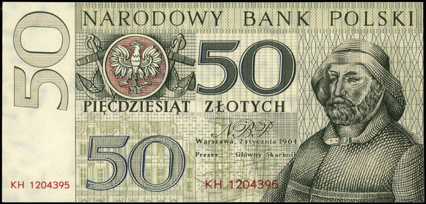 50 złotych, 2.01.1964; seria KH, numeracja 12043