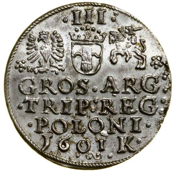 Trojak, 1601, Kraków; popiersie króla w lewo; Ig