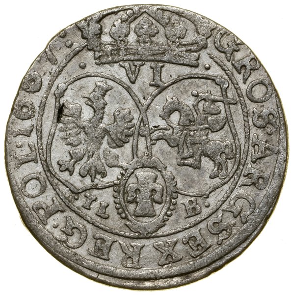 Szóstak, 1667 TLB, Bydgoszcz; na awersie herb Śl