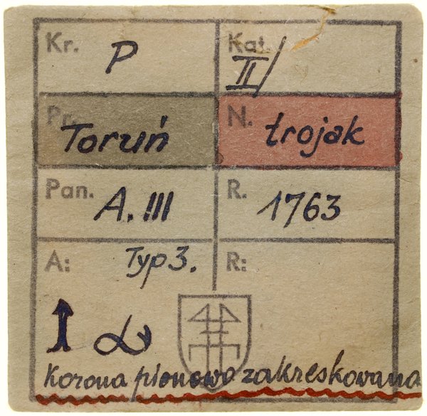 Trojak, 1763, Toruń; litery D - B (Daniel Bottch