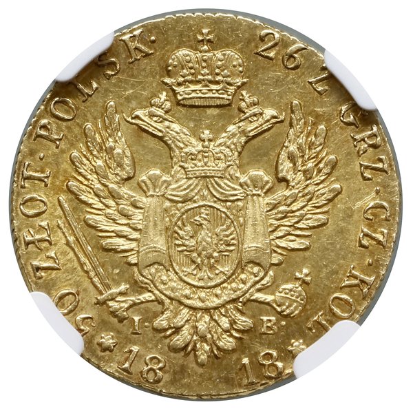 50 złotych, 1818 IB, Warszawa; Aw: Głowa cara w 