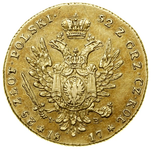 25 złotych, 1817 IB, Warszawa; Aw: Głowa cara w 