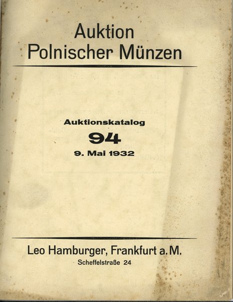 Leo Hamburger, Auktionskatalog 94: Auktion Polnischer Münzen