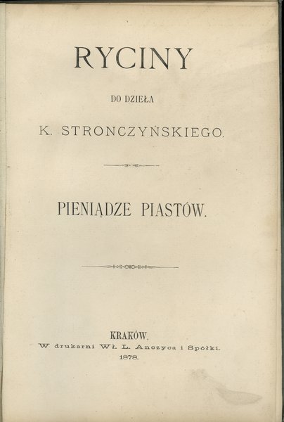 Ryciny do dzieła K. Stronczyńskiego „Pieniądze Piastów”