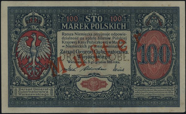 Strona główna wzoru 100 marek polskich, 9.12.1916