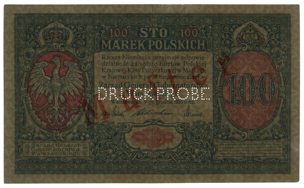 Strona główna wzoru 100 marek polskich, 9.12.1916