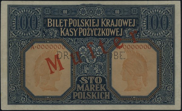 Strona odwrotna wzoru 100 marek polskich, 9.12.1916