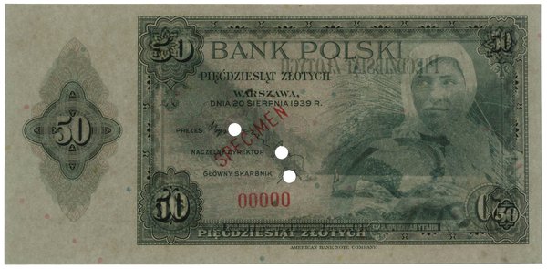 50 złotych, 20.08.1939; bez oznaczenia serii, nu