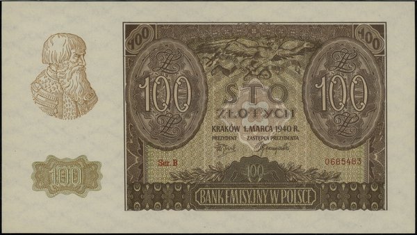 100 złotych, 1.03.1940; fałszerstwo Związku Walk