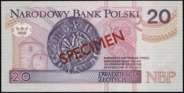 20 złotych, 25.03.1994; seria AA, numeracja 0000