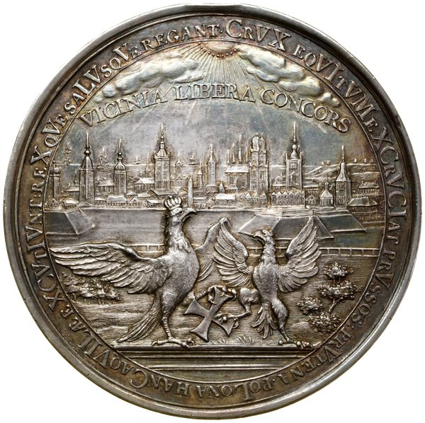 Medal na pamiątkę 300. rocznicy przyłączenia Prus do Polski, 1754, autorstwa Johanna Donneta (?)