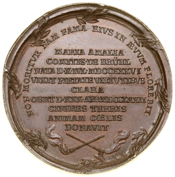 Medal wybity na pamiątkę śmierci Marii Amalii Mniszech z domu Brühl, 1772, Drezno lub Wiedeń (?)