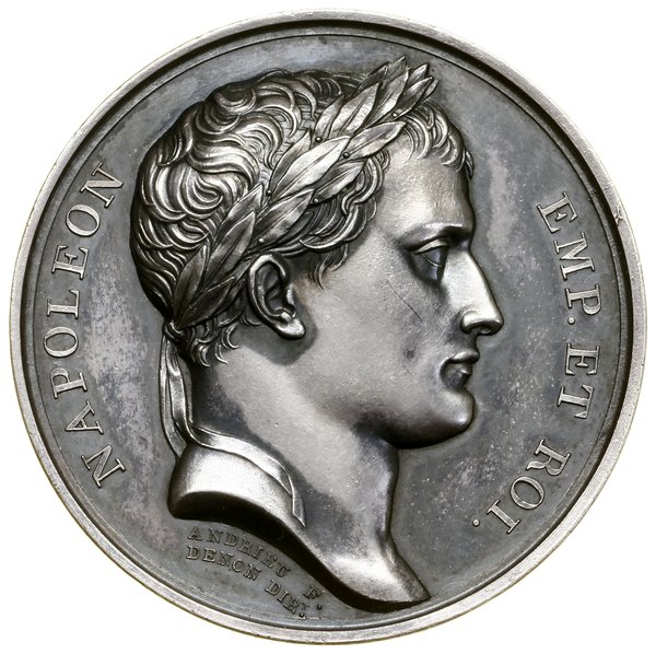 Medal upamiętniający utworzenie Księstwa Warszawskiego, 1807, projektowali Bertrand Andrieu (awers) i Nicolas Brennet (rewers), Paryż