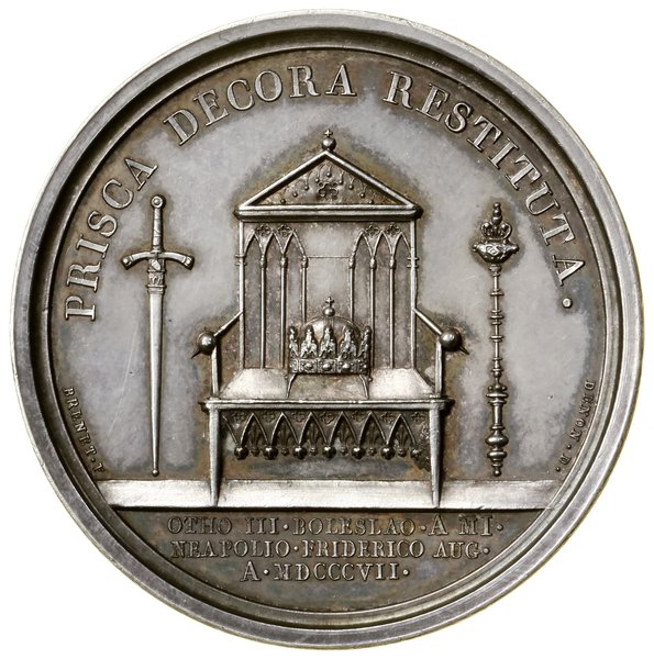 Medal upamiętniający utworzenie Księstwa Warszawskiego, 1807, projektowali Bertrand Andrieu (awers) i Nicolas Brennet (rewers), Paryż